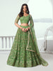 Mehendi Green Designer Embroidered Net Wedding Lehenga-Saira's Boutique