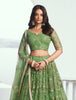 Mehendi Green Designer Embroidered Net Wedding Lehenga-Saira's Boutique