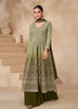 Mehendi Green Designer Embroidered Wedding Sharara Suit-Saira's Boutique