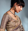 Metallic Taupe Designer Embroidered Tissue Organza Wedding Party Wear Saree-Saira's Boutique