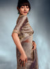 Metallic Taupe Designer Embroidered Tissue Organza Wedding Party Wear Saree-Saira's Boutique