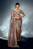 Metallic Taupe Designer Embroidered Tissue Organza Wedding Party Wear Saree-Saira's Boutique