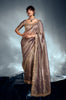 Metallic Taupe Designer Embroidered Tissue Organza Wedding Party Wear Saree-Saira's Boutique