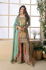Mint Green Beige Designer Embroidered Pure Crepe Silk Party Wear Gharara Suit-Saira's Boutique