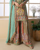 Mint Green Beige Designer Embroidered Pure Crepe Silk Party Wear Gharara Suit-Saira's Boutique