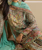 Mint Green Beige Designer Embroidered Pure Crepe Silk Party Wear Gharara Suit-Saira's Boutique