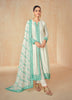 Mint Green & Off White Designer Embroidered Premium Silk Salwar Suit-Saira's Boutique