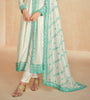 Mint Green & Off White Designer Embroidered Premium Silk Salwar Suit-Saira's Boutique