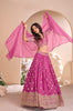 Mulberry Pink Designer Embroidered Jacquard Silk Wedding Lehenga-Saira's Boutique