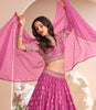 Mulberry Pink Designer Embroidered Jacquard Silk Wedding Lehenga-Saira's Boutique