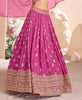 Mulberry Pink Designer Embroidered Jacquard Silk Wedding Lehenga-Saira's Boutique