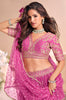 Mulberry Pink Designer Embroidered Jacquard Silk Wedding Lehenga-Saira's Boutique