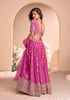 Mulberry Pink Designer Embroidered Jacquard Silk Wedding Lehenga-Saira's Boutique