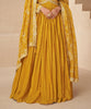 Mustard Designer Embroidered Chinon Silk Party Wear Anarkali Suit-Saira's Boutique