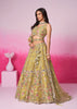 Mustard Designer Embroidered Wedding Bridal Net Lehenga Choli-Saira's Boutique
