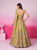Mustard Designer Embroidered Wedding Bridal Net Lehenga Choli-Saira's Boutique