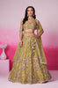Mustard Designer Embroidered Wedding Bridal Net Lehenga Choli-Saira's Boutique