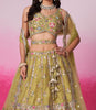 Mustard Designer Embroidered Wedding Bridal Net Lehenga Choli-Saira's Boutique