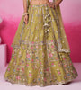 Mustard Designer Embroidered Wedding Bridal Net Lehenga Choli-Saira's Boutique