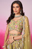 Mustard Designer Embroidered Wedding Bridal Net Lehenga Choli-Saira's Boutique