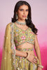 Mustard Designer Embroidered Wedding Bridal Net Lehenga Choli-Saira's Boutique