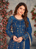 Navy Blue Designer Heavy Embroidered Net Party Wear Anarkali Gown-Saira's Boutique
