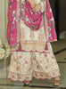 Off White & Magenta Designer Embroidered Chinon Silk Wedding Sharara Suit-Saira's Boutique