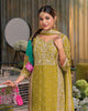 Olive Designer Embroidered Chinon Silk Party Wear Palazzo Suit-Saira's Boutique