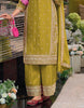 Olive Designer Embroidered Chinon Silk Party Wear Palazzo Suit-Saira's Boutique