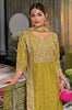 Olive Designer Embroidered Chinon Silk Party Wear Palazzo Suit-Saira's Boutique