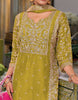 Olive Designer Embroidered Chinon Silk Party Wear Palazzo Suit-Saira's Boutique