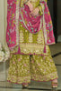 Olive Green & Magenta Designer Embroidered Chinon Silk Wedding Sharara Suit-Saira's Boutique