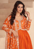 Orange Designer Embroidered Chinon Silk Party Wear Anarkali Suit-Saira's Boutique