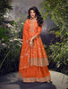 Orange Designer Embroidered Jacquard Silk Anarkali Style Palazzo Suit-Saira's Boutique