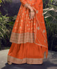 Orange Designer Embroidered Jacquard Silk Anarkali Style Palazzo Suit-Saira's Boutique