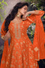 Orange Designer Embroidered Jacquard Silk Anarkali Style Palazzo Suit-Saira's Boutique