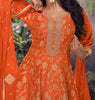 Orange Designer Embroidered Jacquard Silk Anarkali Style Palazzo Suit-Saira's Boutique