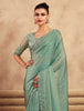 Oxley Green Designer Embroidered Silk Wedding Party Wear Saree-Saira's Boutique