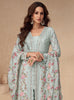 Pale Blue Designer Embroidered Chinon Silk Party Wear Palazzo Suit-Saira's Boutique