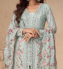 Pale Blue Designer Embroidered Chinon Silk Party Wear Palazzo Suit-Saira's Boutique