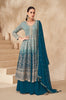 Peacock Blue Designer Embroidered Wedding Sharara Suit-Saira's Boutique