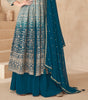 Peacock Blue Designer Embroidered Wedding Sharara Suit-Saira's Boutique