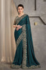 Peacock Green Designer Embroidered Crush Wedding Party Wear Saree-Saira's Boutique