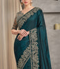 Peacock Green Designer Embroidered Crush Wedding Party Wear Saree-Saira's Boutique