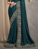 Peacock Green Designer Embroidered Crush Wedding Party Wear Saree-Saira's Boutique