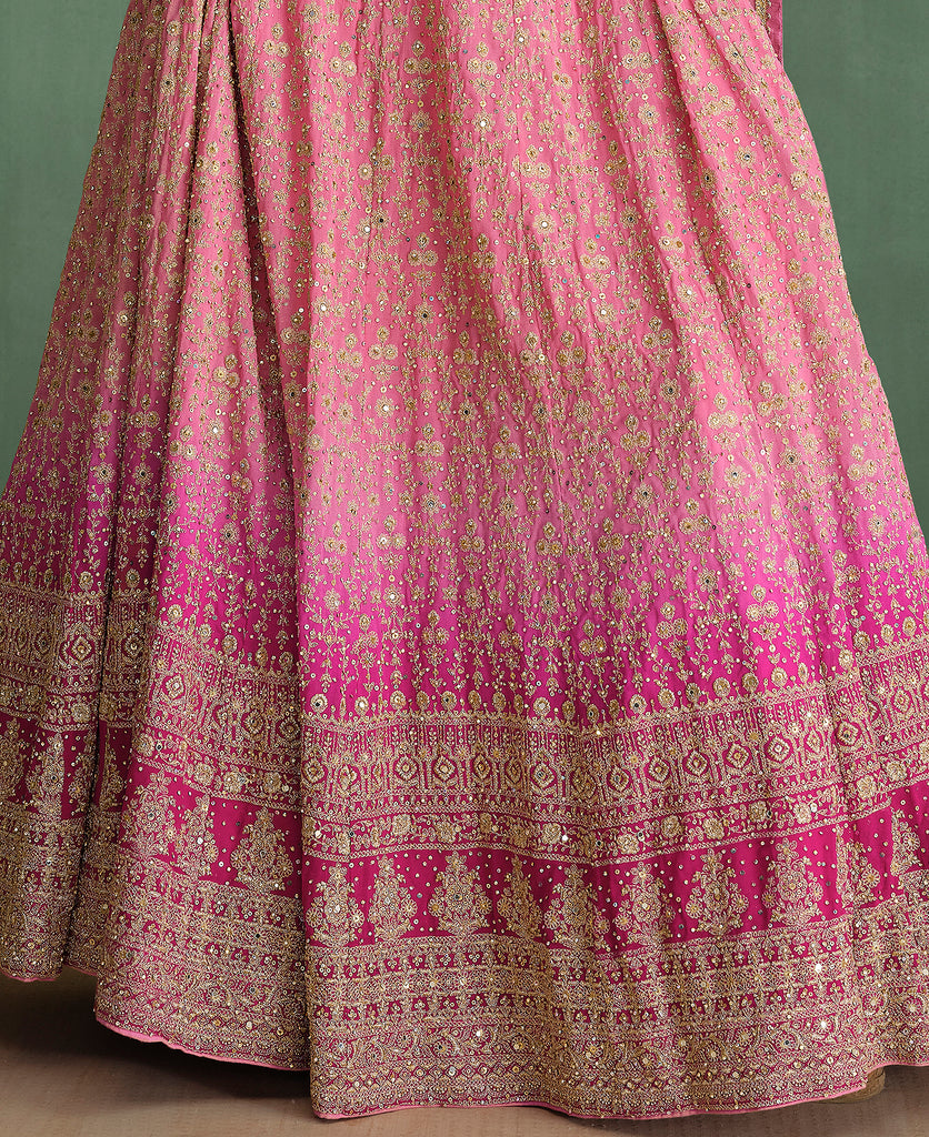 Pink Designer Embroidered Pure Georgette Anarkali Gown-Saira's Boutique