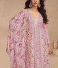Pink Mauve Designer Embroidered Chinon Silk Party Wear Palazzo Suit-Saira's Boutique