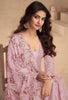 Pink Mauve Designer Embroidered Chinon Silk Party Wear Palazzo Suit-Saira's Boutique