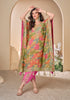 Pink & Green Designer Embroidered Crepe Silk Party Wear Kaftan Suit-Saira's Boutique