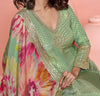 Pista Green Designer Embroidered Pure Jacquard Silk Anarkali Suit-Saira's Boutique